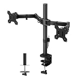 BONTEC Monitor Halterung 2 Monitore für 13-27 Zoll Flach & Curved Bildschirm, Monitor Tischhalterung Höhenverstellbar Neigbar Schwenkbar Drehungbar, 10 kg pro Arm, VESA 75x75 / 100x100, Schw