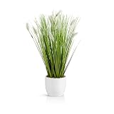 PASCH® Kunstgras in weißem Keramiktopf (42cm): Gräser künstlich | Künstliches Gras | Kunstpflanze Gras | Dekogras | Kunstpflanzen wie echt | Künstliche Pflanzen im Top