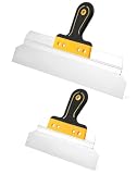 QWORK® Trockenbau Spachtel Set, 250mm 400mm Edelstahl Flächenspachtel Glättspachtel mit Ergonomischem G