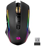 Redragon Gaming Maus Kabellose, RGB Wiederaufladbare Gaming-Maus mit 9 Macro Editing Programmierbare Tasten/8000 DPI, Ergonomische Wireless Gaming Maus, 70Hrs für PC/Mac G