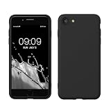 kwmobile Hülle kompatibel mit Apple iPhone SE (2022) / iPhone SE (2020) / iPhone 8 / iPhone 7 Hülle - gummierte TPU Silikon Handyhülle - Schutzhülle für kabelloses Laden - Case in Schw