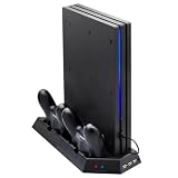Kinwin vertikaler Stood kompatibel mit PS4 Pro mit Cooling -Lüfter, Controller -Ladestation, kompatibel mit Playstation 4 Pro, Ladegerät für DualShock 4 -Controller mit LED -Ladeindik