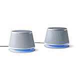 Amazon Basics Stereo-2.0-Lautsprecher für PC oder Laptop, 3,5-mm-AUX-Eingang, USB-Stromversorgung, 1 Paire, Silb
