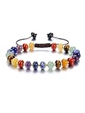Zysta 7 Chakra Armband Echte Steine Verstellbar Heilsteine Armbänder Yoga Healing Reiki Energietherapie Glückbringen Armbänder Damen (7 Chakra)