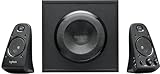 Logitech 980-000403 Lautsprechersystem mit Subwoofer, THX Audio zertifiziert, 400 Watt Spitzenleistung, starke Bässe, Multi-Geräte PC / PS4 / Xbox / TV / Handy / Tablet, Schwarz, 3,5 mm Eingäng