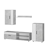 Vicco Wohnwand Berno, Beton/Weiß, 4er S