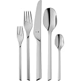 WMF Kineo Besteck Set 12 Personen, Essbesteck Set 66 teilig, 60 Teile mit Servierbesteck, Monobloc-Messer, Cromargan protect poliert, Edelstahl, kratzbeständig, Silberbesteck, spü