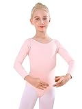 Bezioner Ballettkleidung Mädchen, Kinder Ballett Trikot Ballettanzug Lange Ärmel TanzBody for 3-12 Jahre Rosa 110