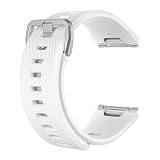 AXTGBHL Watchbands Water Ripple Silver Schnalle Uhrenarmband Fit for Fitbit Ionic Silikon Gummi Wasserdichte Watch Strap, Large Size, synthetic-resin, ag