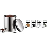 WMF Kaffeedose mit Kaffeelöffel Kult Cromargan Edelstahl rostfrei mattiert 500g & Streuer-Set 4-teilig Depot Cromargan E