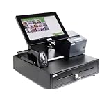 YQVEOT Registrierkasse, 12-Zoll-Touchscreen-System Tablet POS-Kassen mit Drucker, Scanner, Cash Box for den Einzelhandel für Gastronomie, Supermärkte, Bekleidungsg