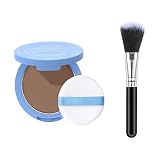Mattes Gesichtspuder,Mattes Nass und Trocken Fixierpuder mit Pinsel,Verhindert Verschmieren Makeup,Langanhaltend Wasserfest,Ölkontrolle,für alle Hauttypen Geeignet (Graubraun, One Size)