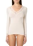 Golden Lady Light Cashmere Oberteil mit Ausschnitt aus Spitze, cremeweiß, S-M