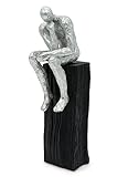 FeinKnick Skulptur “Der Denker” - Moderne Dekofigur aus Marmorit 29cm groß als Inspiration - Deko Figur modern als Statue für Deko Wohnzimmer, Schreibtisch Deko & Büro Dek