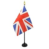 AZ FLAG - Tischflagge Vereinigtes Königreich - 15x10 cm Goldene Splitze - Britische Tischfahne 10 x 15 cm - Flagg