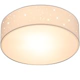 MONZANA® Deckenlampe Sternenhimmel Wohnzimmer Schlafzimmer E27 Weiß Rund 38cm Stoffschirm 2-Flammig 40W Küche Lampe Deckenleuchte Stoffdeckenlamp