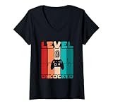 Damen Level 9 freigeschalteter 9. Videospieler-Geburtstag für Jungen und Mädchen T-Shirt mit V