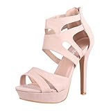 Elara Damen Pumps Offen Stilettos High Heels Chunkyrayan LL85-Beige-41