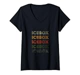 Damen Love Heart Icebox Tee Grunge im Vintage-Stil, schwarze Eisbox T-Shirt mit V