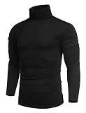 COOFANDY Rollkragenshirt Herren Rollkragenpullover Langarmshirt Unterziehrolli Rolli Herren Langarm Longsleeve Rollkragen Pullover Elastisch Rolli Herren Slim fit Schwarz L