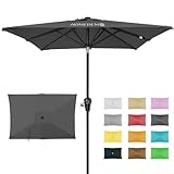 HOMEDEMO Sonnenschirm Balkon Rechteckig 210x140 cm mit 6 Rippen, Schirm groß Gartenschirm Marktschirm, Terrasse, Tischschirm, Strandschirm, Anthrazit Schutz 50+ Knickbar Neigbar S