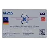 Roboterwerk Drohnenführerschein nach LBA-Vorgaben - EU-Kompetenznachweis A1/A3 und A2, mit QR-Code + Landesfahne und Adressdaten hinten, Scheckkartengröße, hochwertige Plastikkarte mit 600dp