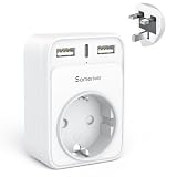 Reiseadapter UK Adapter England Deutschland Stecker Reisestecker Reiseadapter UK mit 2 USB 1USB C (3A) Steckdosenadapter Typ G für England Irland Großbritannien Wand Ladegerät L