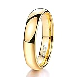 Zakk Ring Damen Herren 2mm 4mm 6mm 8mm Gelbgold Wolfram Poliert Schmal Ringe Verlobungsringe Ehering Hochzeitsband (4mm, 52 (16.6))