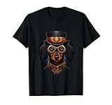 Ein Dackel mit Steampunk Brille Halsband und Zylinder Tattoo T-S