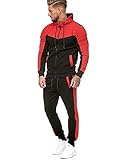Violento Herren | Freizeitanzug | Fitness | Sportanzug | Trainingsanzug 0986 (XXL, Schwarz/Rot)