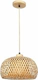 FRIDEKO HOME Pendelleuchte Rattan,Natürlicher Bambus Hängelampe Esstisch mit E27 Fassung,Boho Lampe Deckenlampe Korb Lampenschirm Rattan für Schlafzimmer Wohnzimmer Flur Küche,Ø30