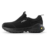 FitVille Wanderschuhe Herren Extra Breit Trekkingschuhe rutschfeste Outdoor Schuhe Atmungsaktiv Walkingschuhe Slip on Freizeitschuhe Weit Herren Sneaker mit Fußgewölbestütze Schwarz 44 EU X-W