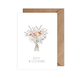 WBdesignz Genesungskarte Karte Gute Besserung Blumenstrauß Mohn Pastel - Genesung Karte Gesundheit Besserungswünsche (DIN A6)