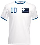 Herren T-Shirt Trikot Griechenland mit Wunschname + Nummer - Weiß S