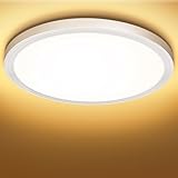 Deckenlampe Led Deckenleuchte Flach Rund - Warmweiß 18W 3000K 1600LM IP44 LED Badezimmer Lampe Badlampe Decke Küchenlampe für Bad Flur Schlafzimmer Balkon Wohnzimmer Küche Keller Lampe UltraDünn 223