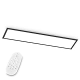 EGLO LED Büro-Deckenleuchte Bottazzo, mit Fernbedienung, 3200 Lumen, Deckenlampe flach 100x25 cm, Lampe Decke Wohnzimmer, Panel dimmbar, Küchenlampe warmweiß – kaltweiß, Schw