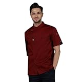 Herren Kochjacke Langarm Kurzarm Bäckerjacke weiß Koch Jacke Kochkleidung mit knöpfen Küchebekleidung Hemd für Köche Kochanzug Hospitality Uniform Kochmantel Atmungsak