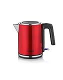 SEVERIN Wasserkocher 1L, elektrischer Wasserkocher mit Wasserstandsanzeige, Kalkfilter, XXL-Öffnung, leistungsstark & kompakt, 100% BPA-frei, 2.400 W, Edelstahl, WK 3427