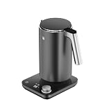 WMF Master Wasserkocher doppelwandig, Edelstahl, 1,3l, elektrischer Wasserkocher, sicher isolierter Innenraum, Cool-Touch-Glasdeckel, 2400 Watt, Temperatureinstellung in 5 Stufen, edelstahl, g