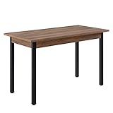 [en.casa] Esstisch 120x60 cm Küchentisch Esszimmertisch MDF Stahl Walnuss/Schw
