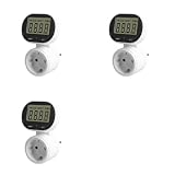 UDSKNV[KSL 3X Leistungsmesser, Digitaler Wattmeter, Stromzähler, Voltmeter, Energiekostenzähler, Steckdose 45° Drehbar, EU-Steck