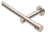 Garduna Gardinenstange Ø 16mm Cap, 1-lauf, Edelstahl-Optik (ohne Ringe) (120cm)