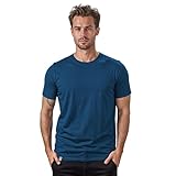 ALPIN LOACKER Merino Shirt Herren Kurzarm I Antischweißshirt I Merinowolle Tshirt I Thermooberteil atmungsaktiv, Blau L