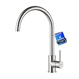 GRIFEMA G4008 Kitchen Sink Taps Mixer with Single Lever High Arc 360°Swivel, Stainless Steel Kitchen Mixer Taps 1 hole with Chrome Finish, Classic Design[Energy Class A+]