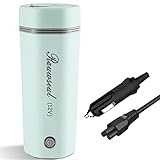 Tragbarer elektrischer Reisebecher, 12 V/7 A, 80W, 350 ml, elektrischer Teekessel für 12 V Auto, 450 ml 304 Edelstahlauskleidung, Heiztemperatur bis zu 98 °C, Ein-Key-Opera, automatische Abschaltung