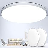 OUILA LED-Deckenleuchte, 2 Stück, 24 W, 6500 K, Deckenleuchte, Badezimmer, IP44, Durchmesser 28 cm, anwendbar für Badezimmer, Schlafzimmer, Küche, Wohnzimmer, Balk