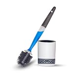 GranFore Silikon WC-Bürste mit Reinigungsspender und geruchsneutralisierendem Saugstein - Bakterienresistent, Elegantes Design, inkl. Wandhalterung, weiß/g