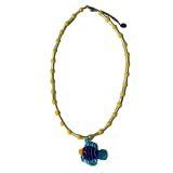 PLCPDM Handgefertigte Halskette mit Fisch-Anhänger, aus Glas, bunte Perlen, verstellbare Länge, Choker für stilvolle Frauen, Siehe Abbildung
