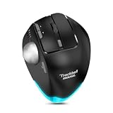 Trackball Maus kabellos, programmierbare Tasten, einfache Daumensteuerung, einstellbarer Winkel & 3 Geräteanschluss, RGB-Licht, Daumenmaus wiederaufladbar (Schwarz)