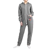 Basisstoff Jumpi Damen Jumpsuit Overall Onesie Einteiler Dunkelgrau Gr. XL